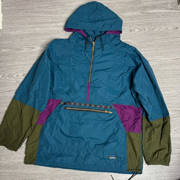 L.L. Bean Other - LL Bean Windbreaker Jacket Mens Pullover Aztec Hooded Anorak Vintage 90s Sz XL